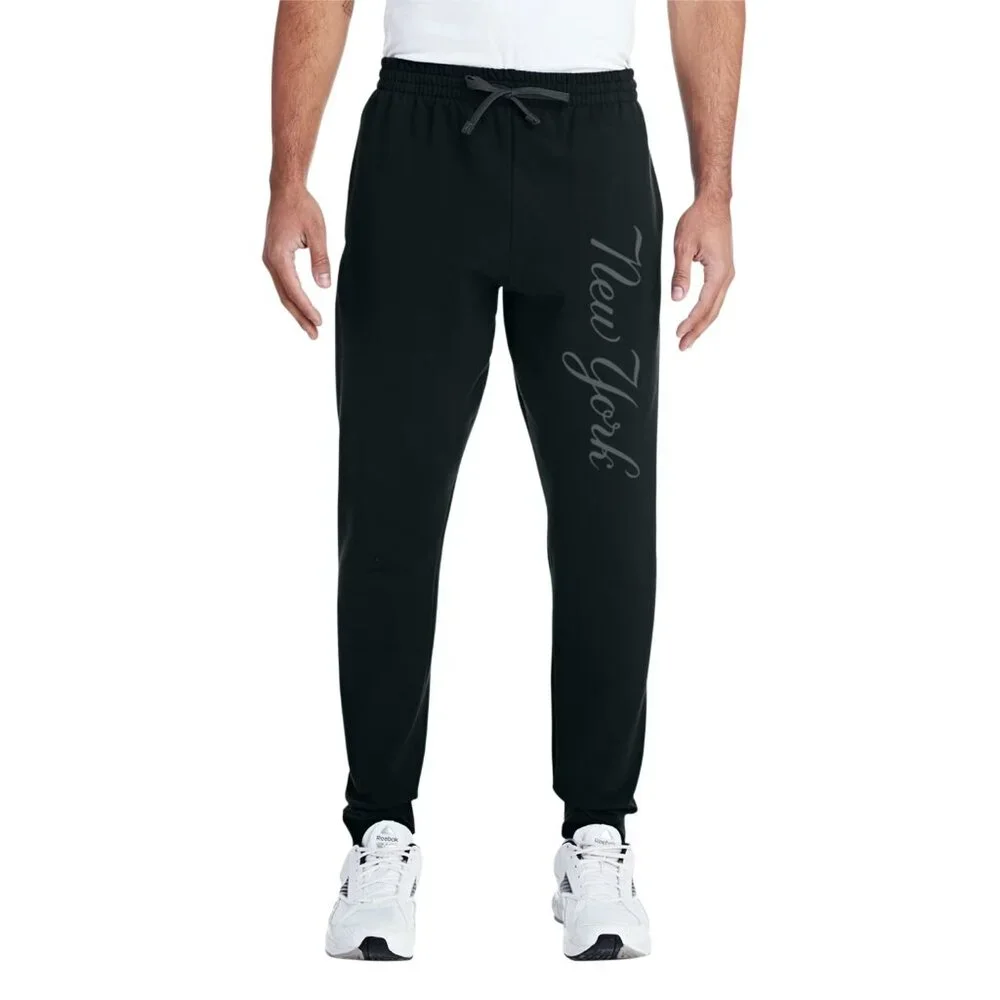 NEW York Yankees Script City Wordmark Tonal Logo Fleece Joggers Sweatpants BLACK
